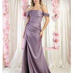 COPY - Red,blue,purple, gold,pink fitted long off the shoulder dress